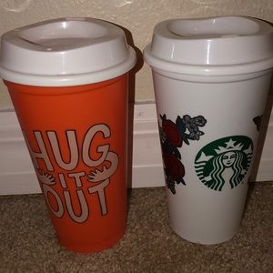 2 reusable Starbucks cups